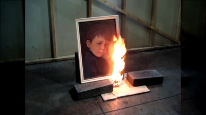 Cuadro del niño llorando en llamas