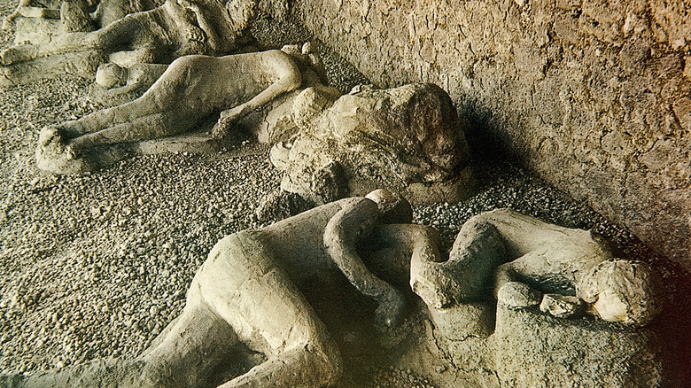 Restos de cuerpos en el Jardín de los Fugitivos de Pompeya