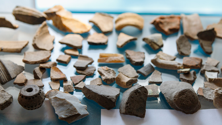 Fragmentos de cerámica neolítica rota