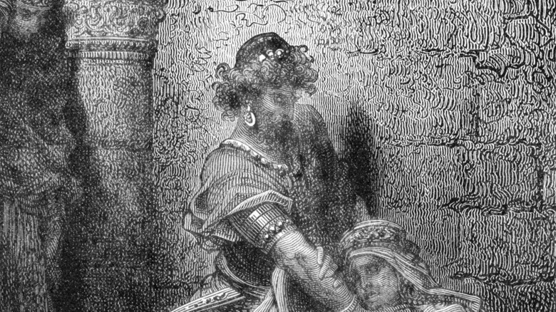 grabado de Alexios V matando a Alexios IV