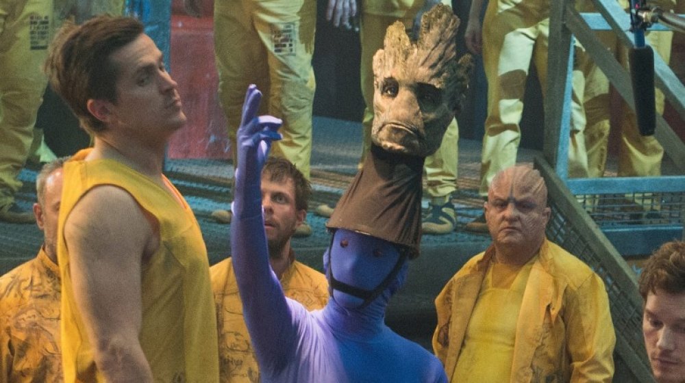 Groot en el set de Guardians