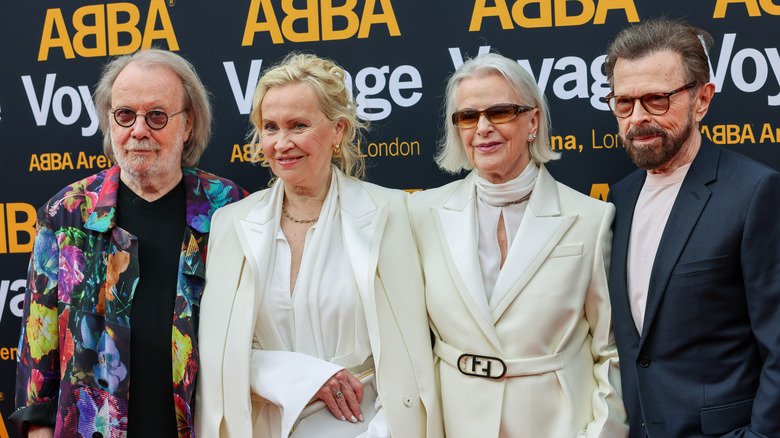Miembros de ABBA en el lanzamiento de Voyage