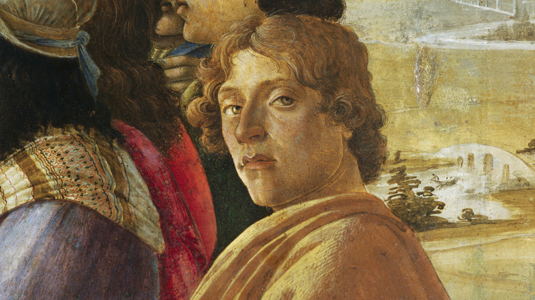Botticelli mirando de reojo en una vista en un autorretrato