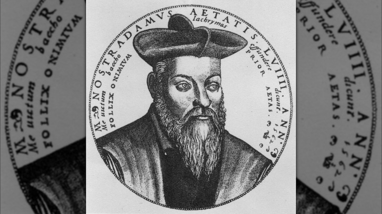 Grabado de Nostradamus en un círculo